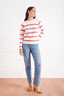 Stripe Sloane Crewneck in Raspberry