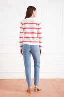 Stripe Sloane Crewneck in Raspberry