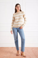 Stripe Sloane Crewneck in Sand Dune