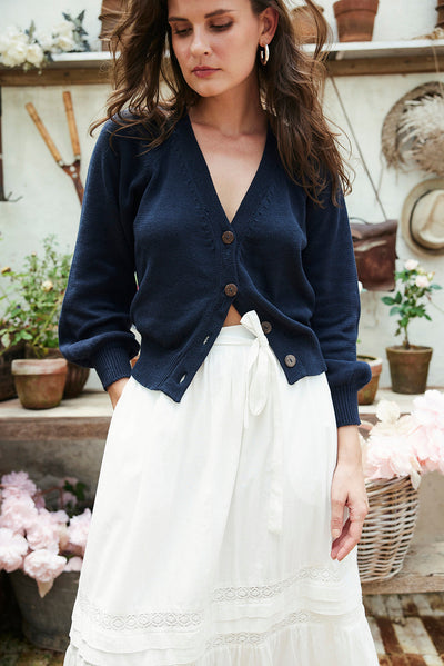 Greta Cardigan in Midnight Navy