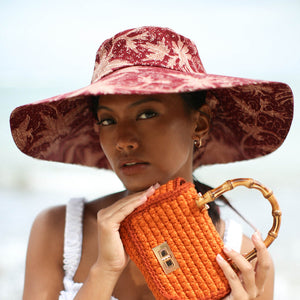 KUSUMA Chinoiserie Batik Hat In Maroon Red