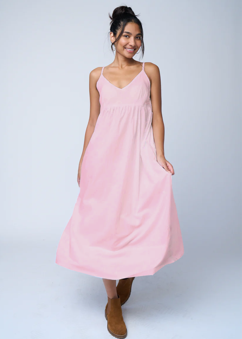 Hamptons Linen Dress - Tickled Pink