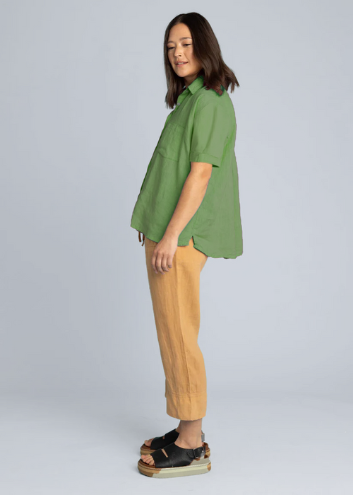 Good Boyfriend Linen Short Sleeve Shirt - Olive