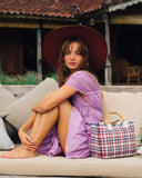 LOLO Wide-brim Jute Boater Hat in Burgundy