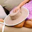 LOLO Wide-brim Jute Boater Hat in Natural Beige