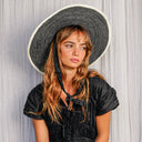 LOLO Wide-brim Jute Boater Hat in Black