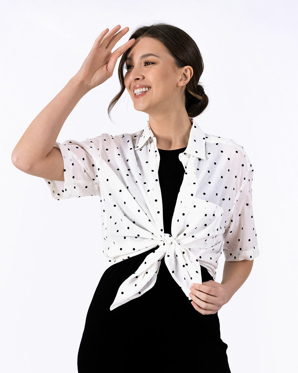 Bernadette Camp Shirt - Flocked Dot