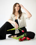 Bernadette Camp Shirt - Flocked Dot