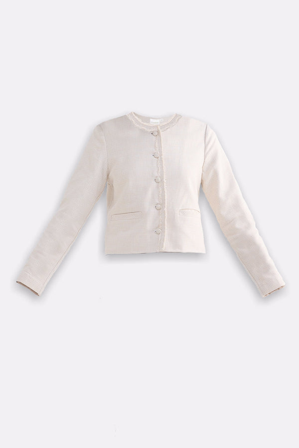 Lady Jacket in Cream Cotton Tweed