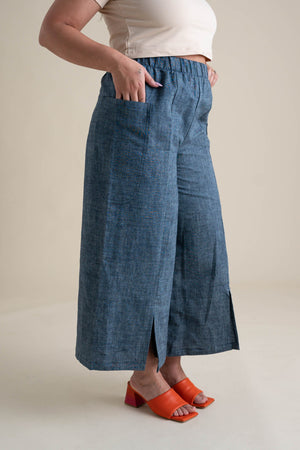 Zero Waste Pants in Indigo Chambray