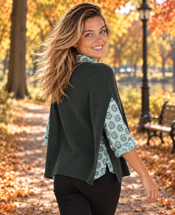 Marblehead Recycled Cashmere Capelet - Dark Olive