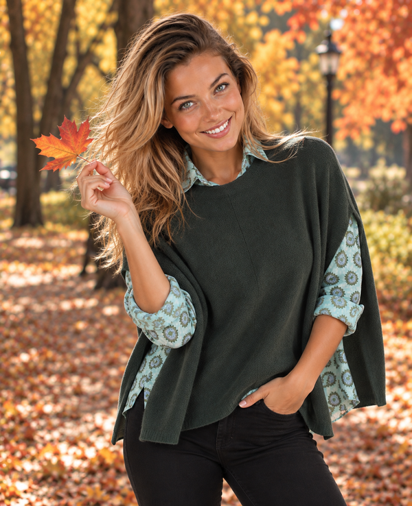 Marblehead Recycled Cashmere Capelet - Dark Olive