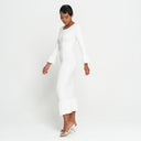 MARJORIE Bamboo Ruffle Dress In Off-white