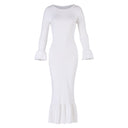 MARJORIE Bamboo Ruffle Dress In Off-white