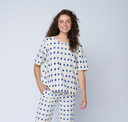 Mare Boxy Cropped Shirt Ikat Squares Natural Cobalt