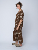 Mare Boxy Cropped Shirt Ikat Squares Mocha