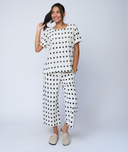 Mare Boxy Cropped Shirt Ikat Squares - Natural Black