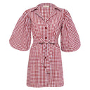 MEGHAN Mini Gingham Dress, in Red