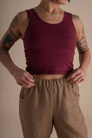 Yoga Crop Tank in Cranberry