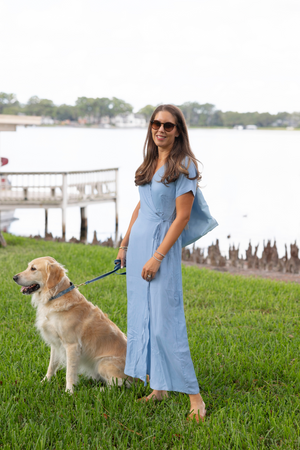 Maxi Wrap Dress in Light Blue