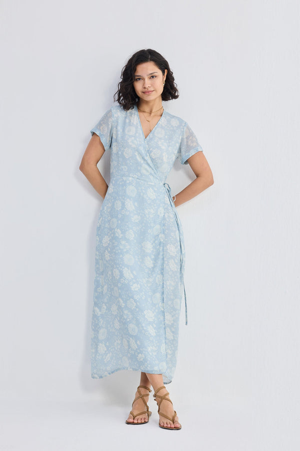 Maxi Wrap Dress in Florals
