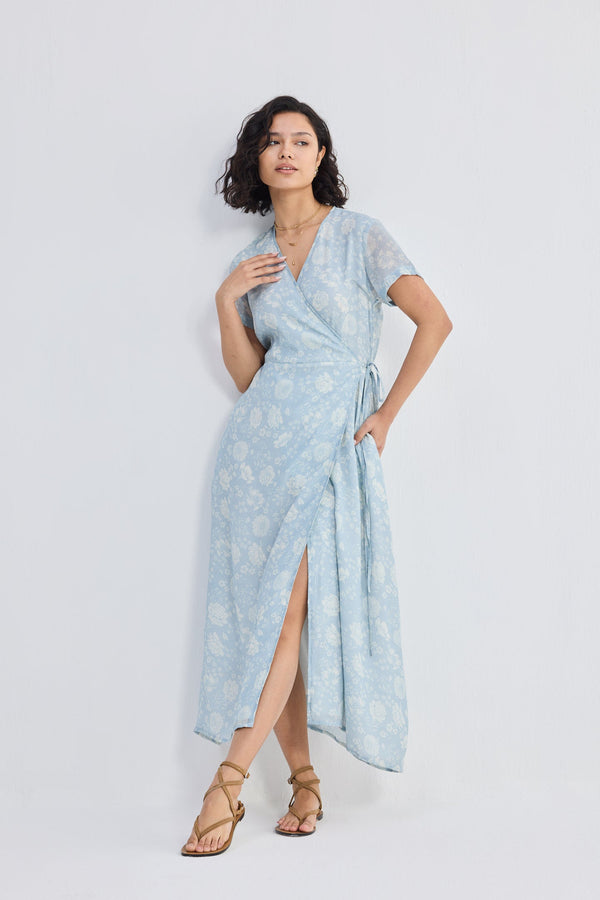 Maxi Wrap Dress in Florals