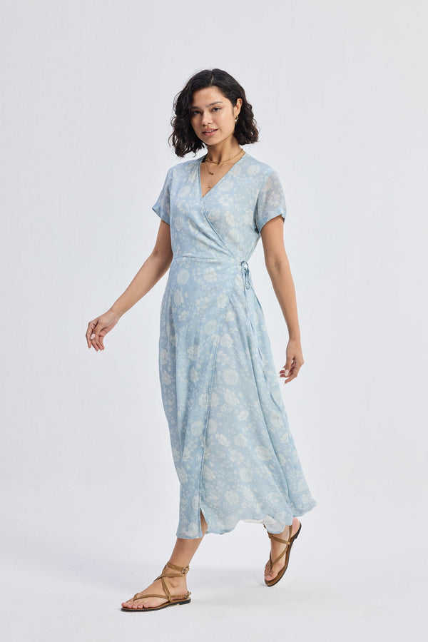 Maxi Wrap Dress in Florals
