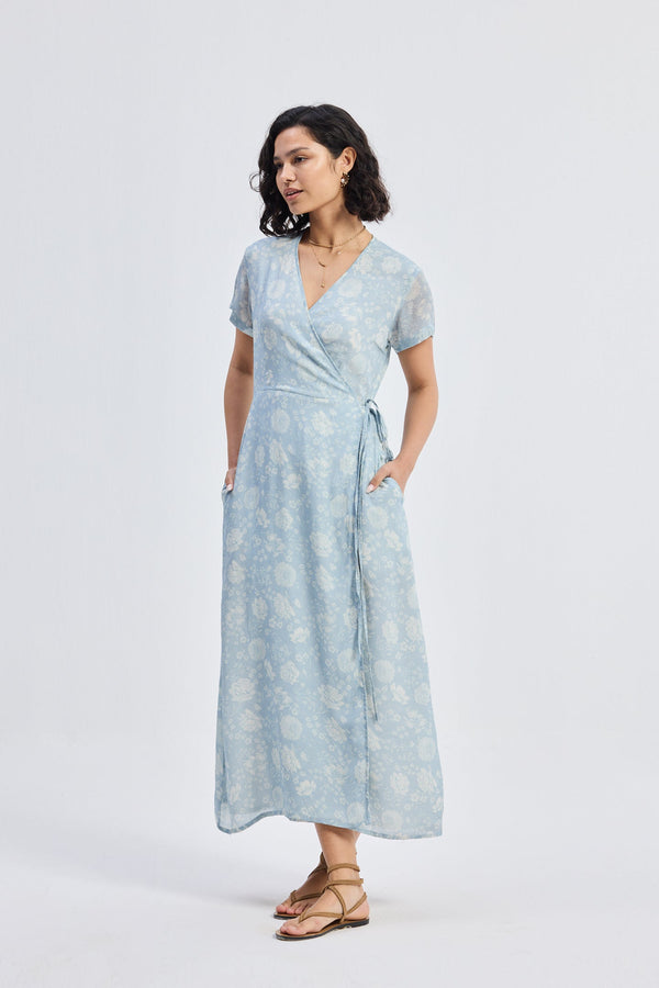 Maxi Wrap Dress in Florals