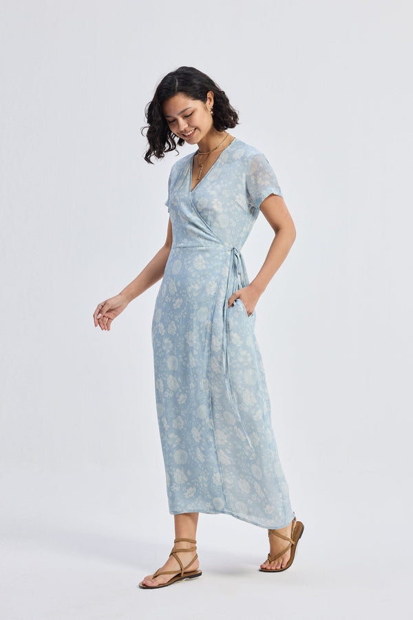Maxi Wrap Dress in Florals