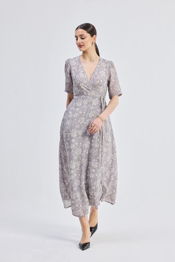 Maxi Wrap Floral dress in Vintage Vines
