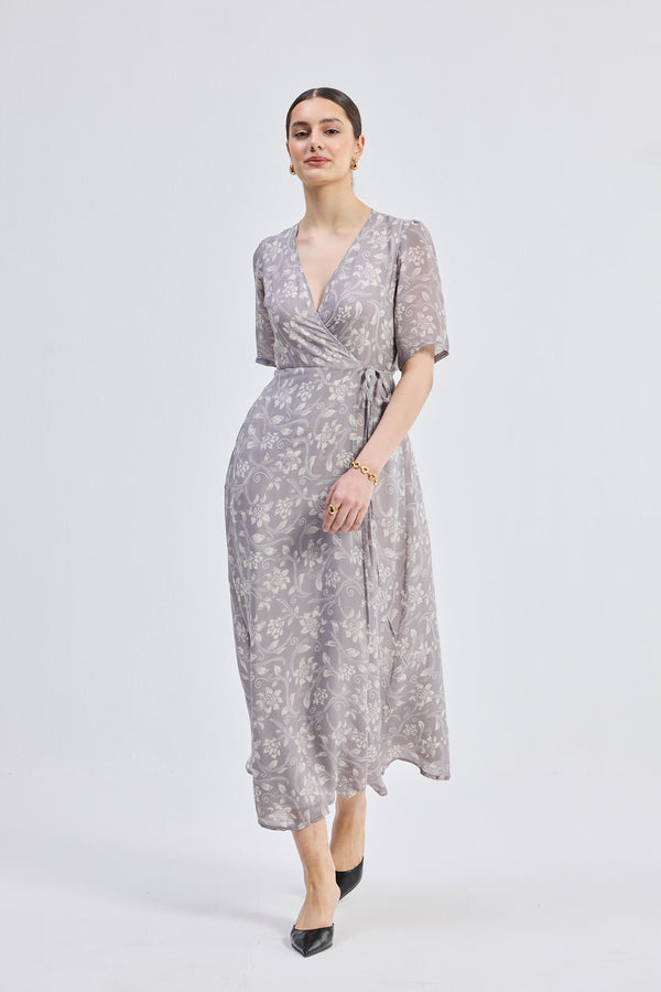 Maxi Wrap Floral dress in Vintage Vines
