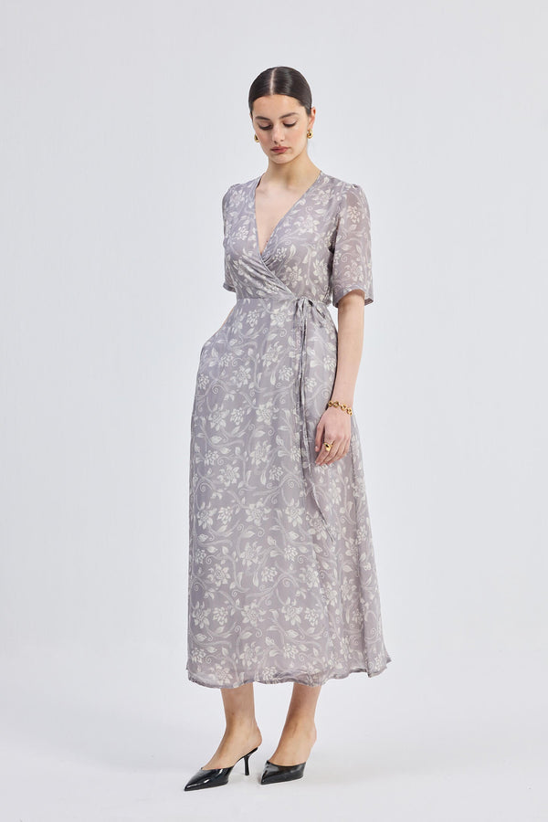 Maxi Wrap Floral dress in Vintage Vines
