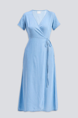 Maxi Wrap Dress in Light Blue