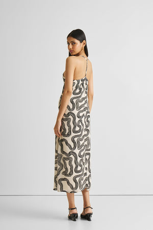 Midi Slip Dress in Black Stripes