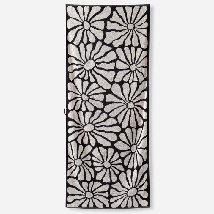 Organic Cotton Beach Towel: Lazy Daisy Black
