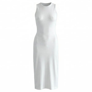 OLA Ecovero Rib Midi Dress In Off White