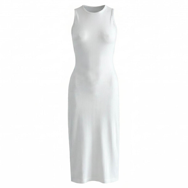 OLA Ecovero Rib Midi Dress In Off White