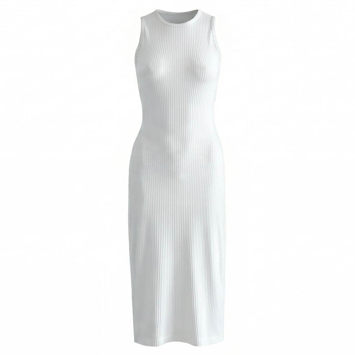 OLA Ecovero Rib Midi Dress In Off White