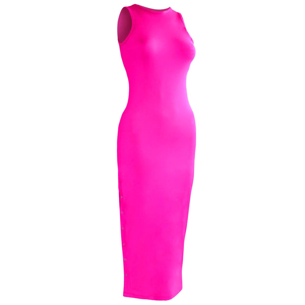 OLA Recycled Midi Dress In Dragonfruit Pink