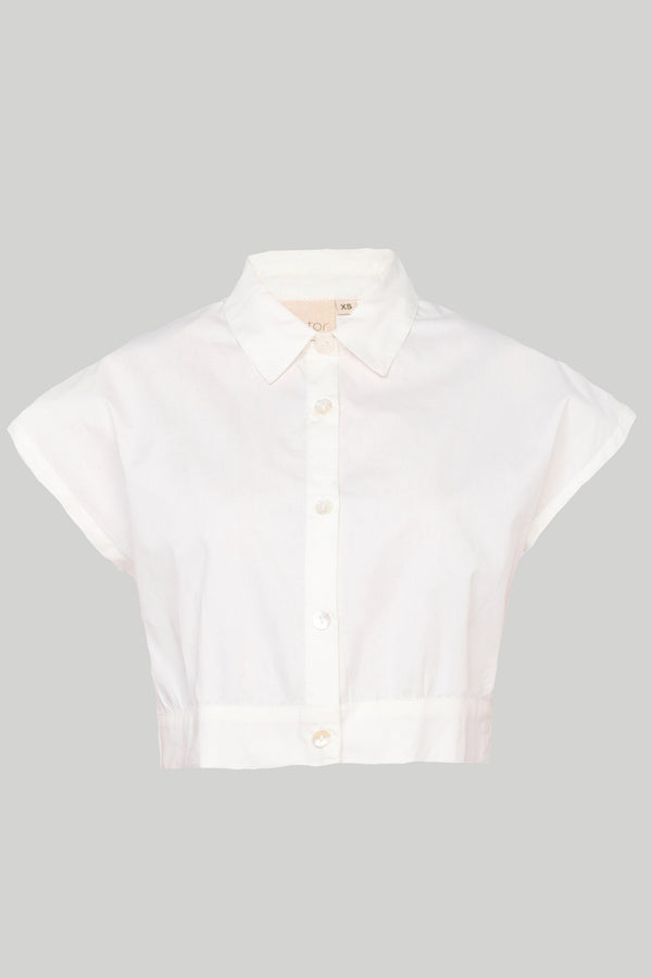 Oversized Crop Shirt in Off-white