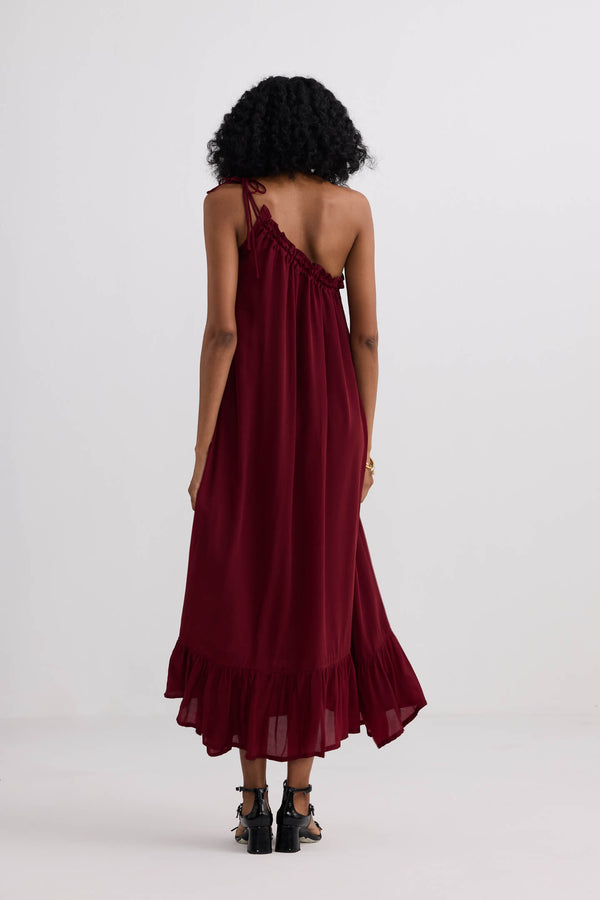 One-shoulder Maxi dress in Burgundy