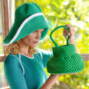 PETITE NAGA Macrame Bucket Bag, in Green