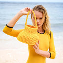 PETITE NAGA Macrame Vessel Basket Bag in Butter Yellow