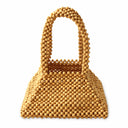 Pyramid Beaded Tote Bag in Toasted Beige