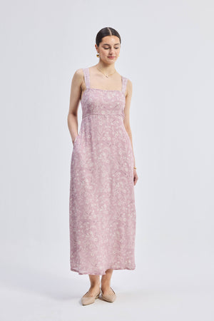 Perfect Floral Maxi with Tapered Straps in Pink