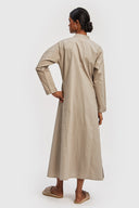 A-line Embroidered Ecru Midi dress