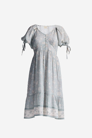Puff Sleeve Midi Dress in Sage Green