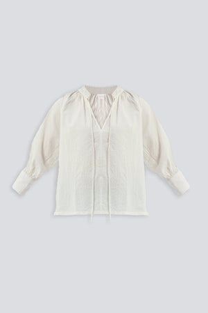 Relaxed Fit Top with Front-tie in Cream