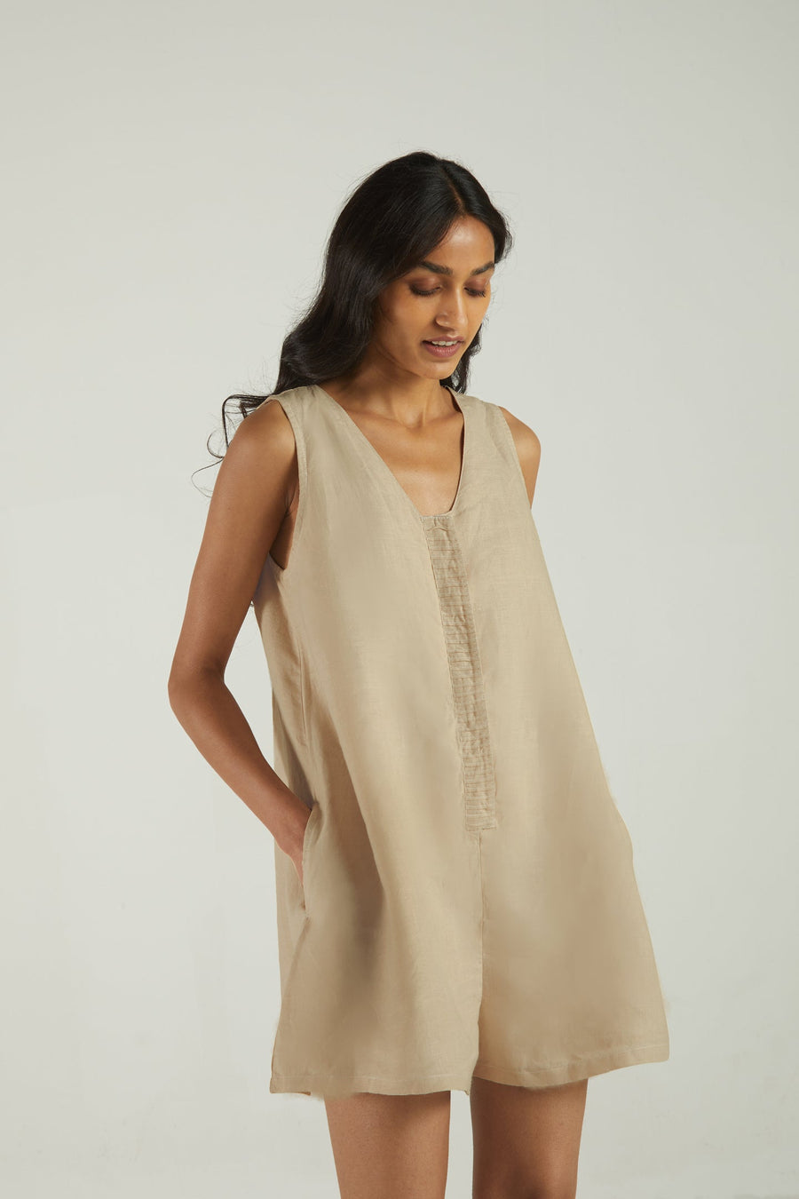 Romp and Play Romper In Neutral Beige