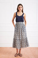 Wren Skirt in Sapphire Vines